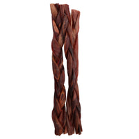 Woof Island Braided Beef Bully Stick, Odor-Free All Natural Single Ingredient Rawhide-Free Dog Chew for Aggressive Chewers 12 Inch
