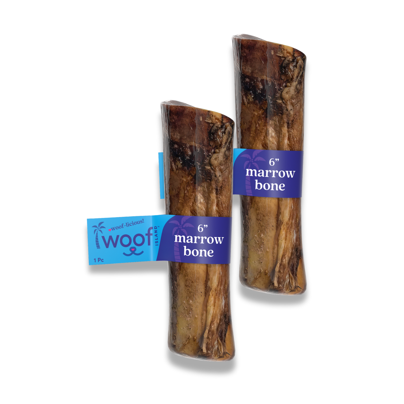 Woof Island Marrow Bone Dog Chew, Long-Lasting Natural Beef Bone for Aggressive Chewers 6 Inch
