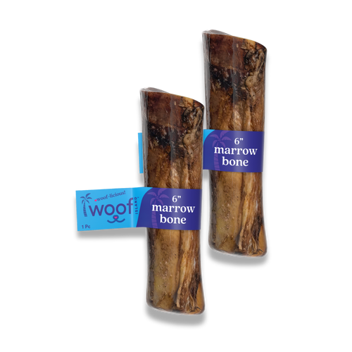 Woof Island Marrow Bone Dog Chew, Long-Lasting Natural Beef Bone for Aggressive Chewers 6 Inch