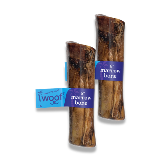 Woof Island Marrow Bone Dog Chew, Long-Lasting Natural Beef Bone for Aggressive Chewers 6 Inch