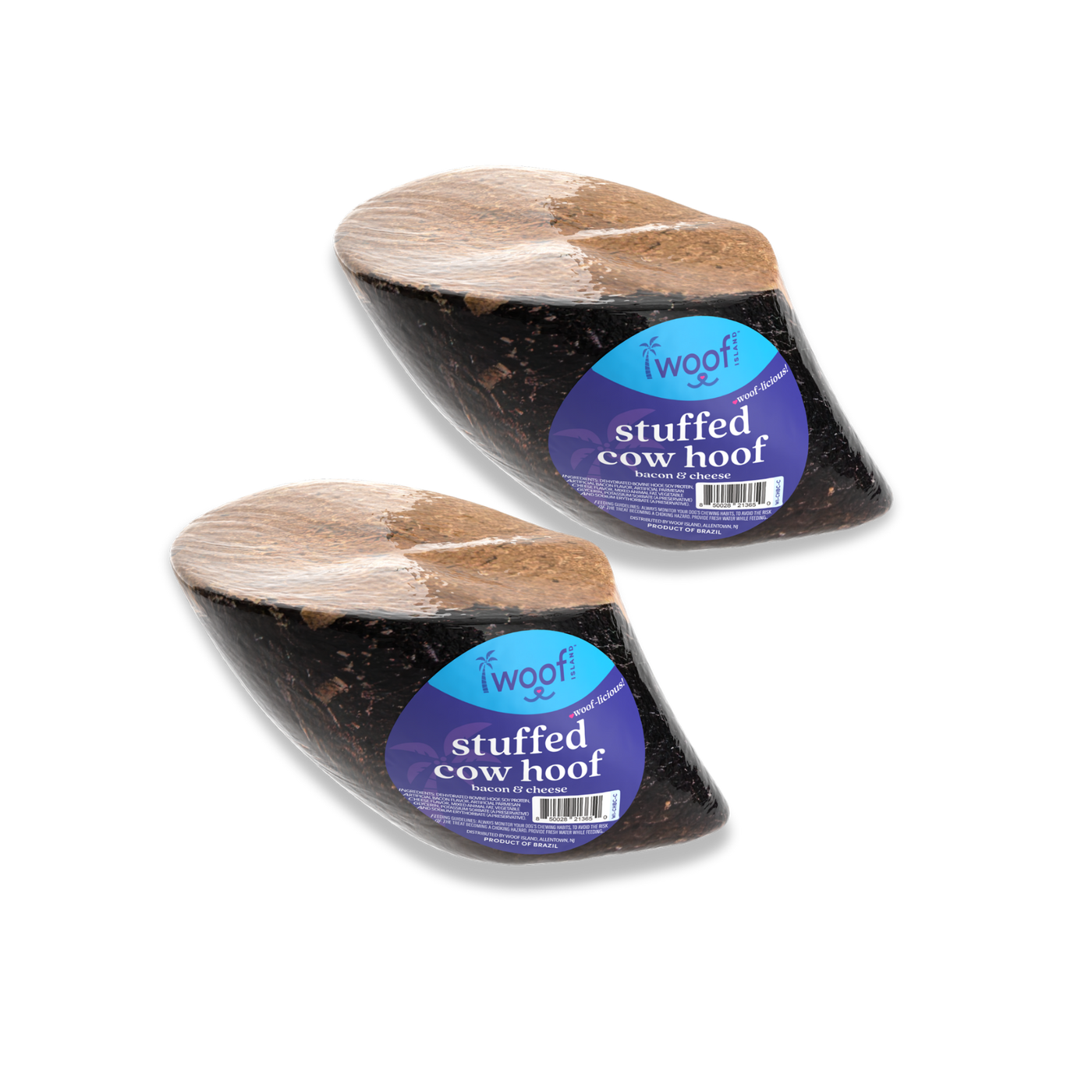 Woof Island Cow Hoof Bacon & Cheese Filled, Extra Tough Long-Lasting Natural Dog Chew for Aggressive Chewers
