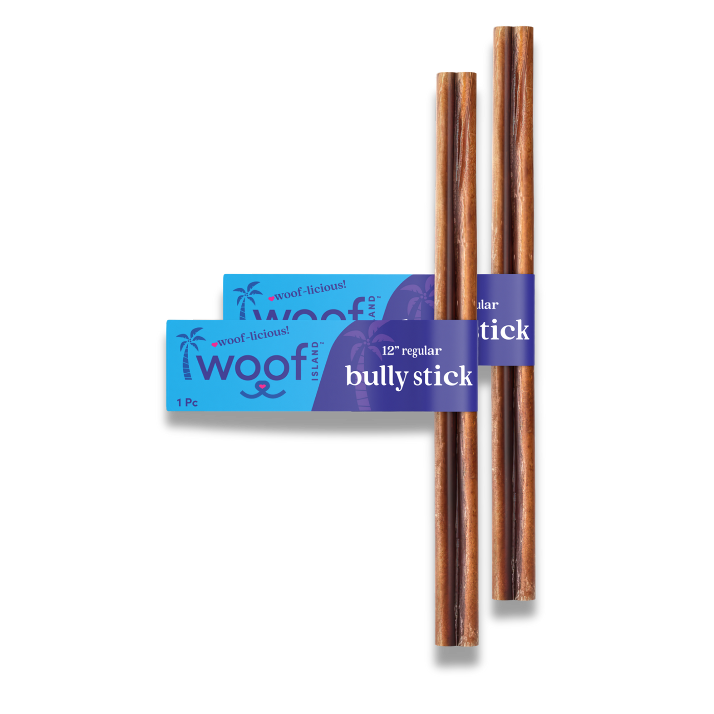 Woof Island Standard Beef Bully Stick, All Natural Single Ingredient Rawhide-Free Dog Chew for Aggressive Chewers 12 Inch