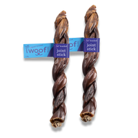 Woof Island Braided Joint Health Beef Gullet Stick, Natural Collagen-Rich Rawhide-Free Dog Chew 12 Inch