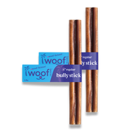 Woof Island Standard Beef Bully Stick, All Natural Single Ingredient Rawhide-Free Dog Chew for Aggressive Chewers 6 Inch