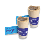 Woof Island Peanut Butter Filled Bone Dog Chew, Long-Lasting Natural Bone for Aggressive Chewers 3–4 Inch