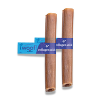Woof Island Beef Collagen Stick, Long-Lasting Natural Collagen Rawhide-Free Dog Chew for Aggressive Chewers 6 Inch