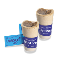 Woof Island Cheese & Bacon Filled Bone Dog Chew, Long-Lasting Natural Bone for Aggressive Chewers 3–4 Inch