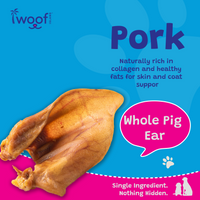 Woof Island Whole Pig Ear Dog Chew, Natural High-Protein Crunchy Dental Treat for Dogs