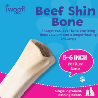Woof Island Peanut Butter Filled Bone Dog Chew, Long-Lasting Natural Bone for Aggressive Chewers 5–6 Inch