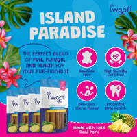 Woof Island Smoked Kalua Pork Rolls with Pineapple, High-Protein Dog Chews