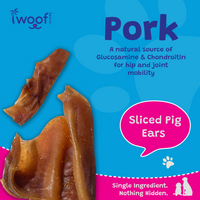Woof Island Sliced Pig Ear Dog Chew, Natural High-Protein Crunchy Dental Treat for Dogs