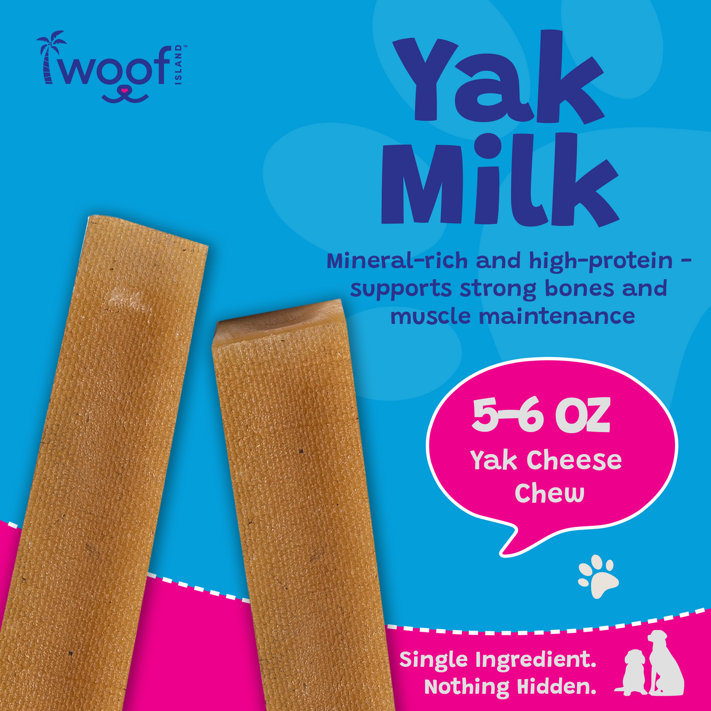 Woof Island Himalayan Yak Cheese Dog Chew, 100% Lactose-Free, Grain-Free & Long-Lasting Hard Cheese Chew 5–6 oz