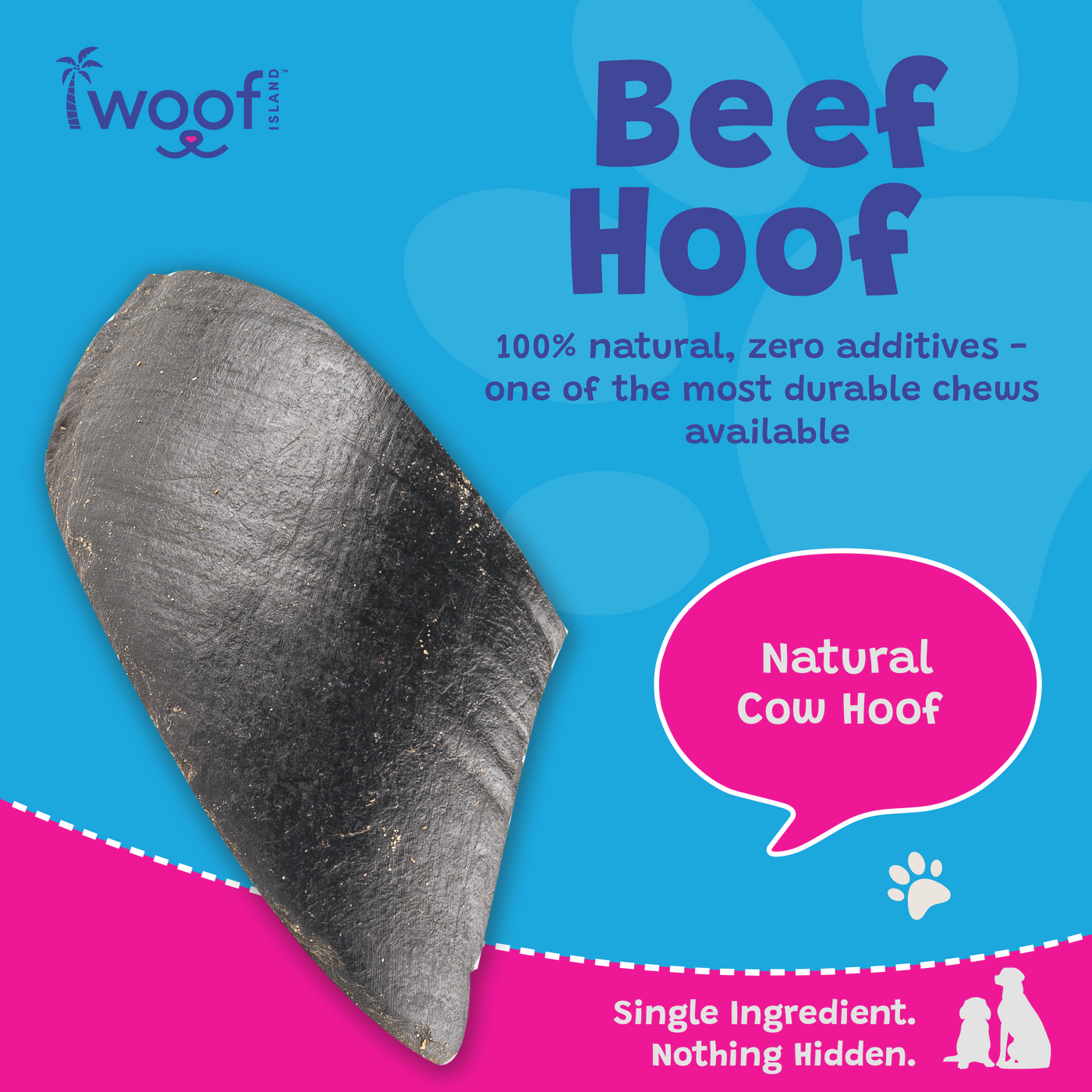 Woof Island Natural Cow Hoof No Filling, Extra Tough Long-Lasting Natural Dog Chew for Aggressive Chewers