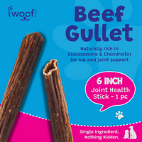 Woof Island Beef Gullet Joint Health Dog Chew, Rawhide-Free, High-Protein Natural Chew for Dogs 6 Inch