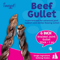 Woof Island Braided Beef Collagen Dog Chew, Long-Lasting Natural Collagen Chew for Aggressive Chewers 6 Inch