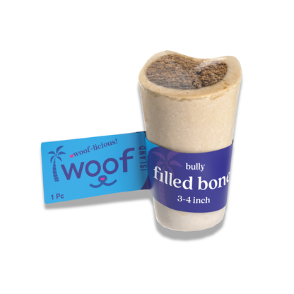 3-4 Inch Bully Stick Filled Bone - Long Lasting Beef Dog Chew