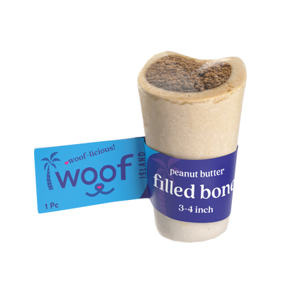 3-4 Inch Peanut Butter Filled Bone - Long Lasting Beef Dog Chew