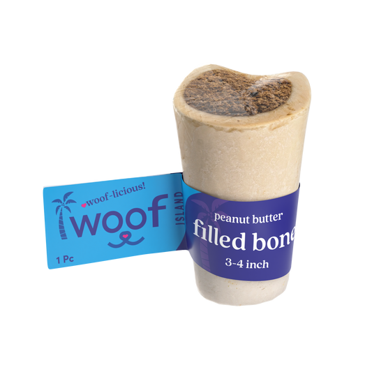 3-4 Inch Peanut Butter Filled Bone - Long Lasting Beef Dog Chew