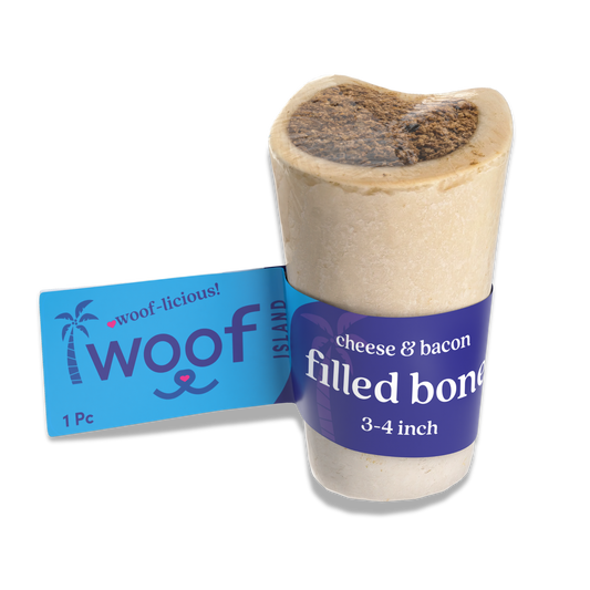 3-4 Inch Bacon & Cheese Filled Bone - Long Lasting Beef Dog Chew