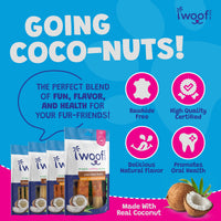 Woof Island Coconut Twist Stick Dog Chew, Rawhide-Free & Highly Digestible Dental Treat for Dogs