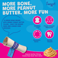 Woof Island Peanut Butter Filled Bone Dog Chew, Long-Lasting Natural Bone for Aggressive Chewers 5–6 Inch