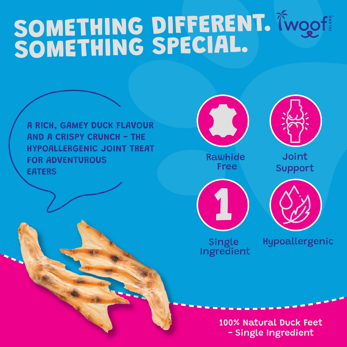 Woof Island Natural Duck Feet Dog Chew, High-Protein Crunchy Joint Support & Dental Treat for Dogs