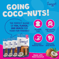 Woof Island Coconut Bone Dog Chew, Rawhide-Free & Highly Digestible Dental Treat for Dogs