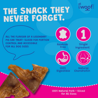 Woof Island Sliced Pig Ear Dog Chew, Natural High-Protein Crunchy Dental Treat for Dogs