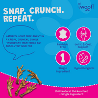 Woof Island Natural Chicken Feet Dog Chew, High-Protein Crunchy Joint Support & Dental Treat for Dogs