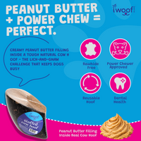 Woof Island Cow Hoof Peanut Butter Filled, Extra Tough Long-Lasting Natural Dog Chew for Aggressive Chewers