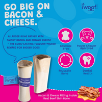 Woof Island Cheese & Bacon Filled Bone Dog Chew, Long-Lasting Natural Bone for Aggressive Chewers 5–6 Inch