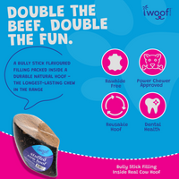 Woof Island Cow Hoof Bully Stick Filled, Extra Tough Long-Lasting Natural Dog Chew for Aggressive Chewers
