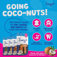 Woof Island Coconut Twist Stick with Chicken Dog Chew, Rawhide-Free & Highly Digestible Dental Treat for Dogs