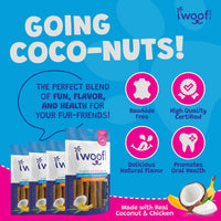 Woof Island Coconut & Banana Pork Rolls with Real Chicken Dog Chew, Rawhide-Free & Highly Digestible Dental Treat for Dogs
