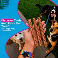 Woof Island Braided Beef Bully Stick, Odor-Free All Natural Single Ingredient Rawhide-Free Dog Chew for Aggressive Chewers 12 Inch