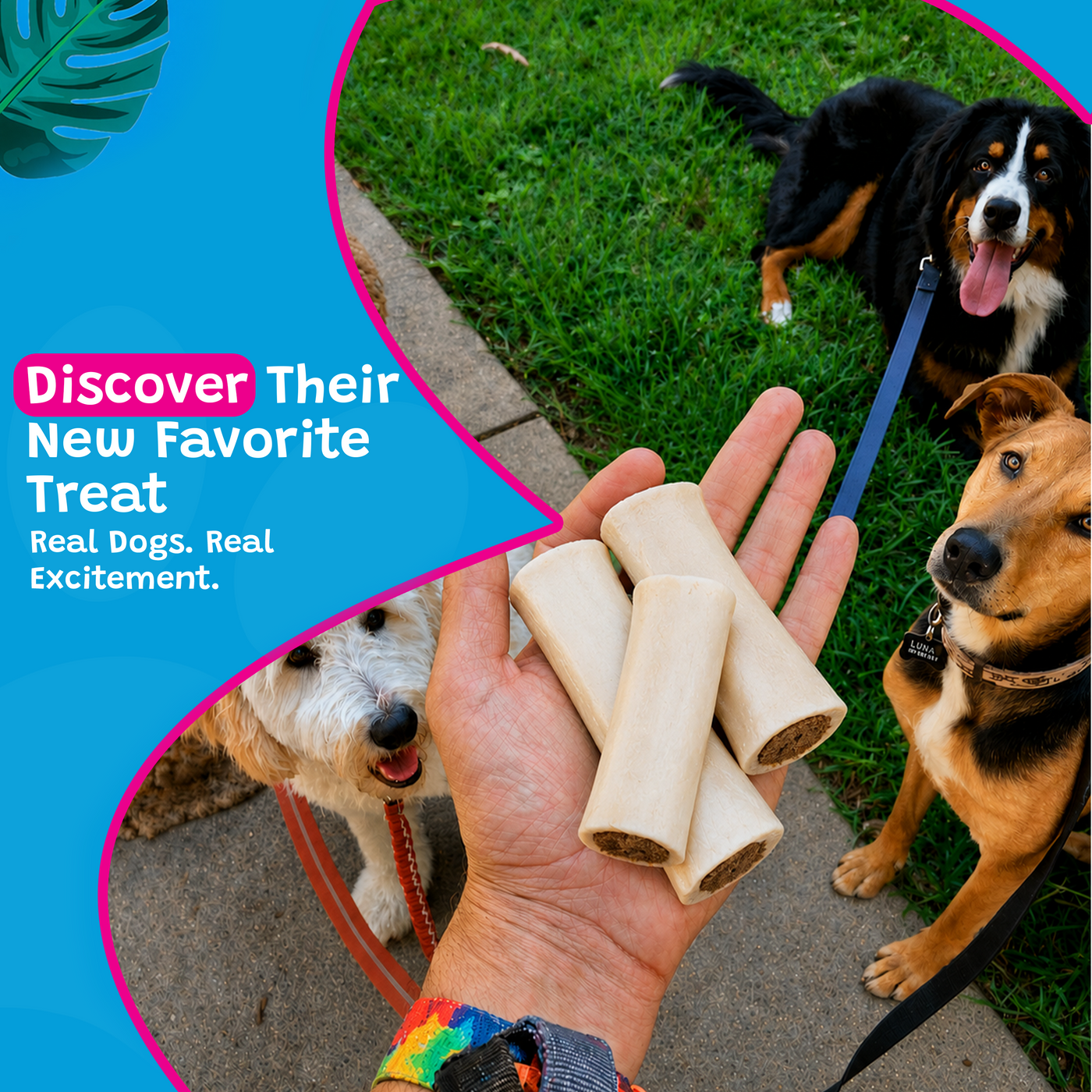Woof Island Cheese & Bacon Filled Bone Dog Chew, Long-Lasting Natural Bone for Aggressive Chewers 3–4 Inch
