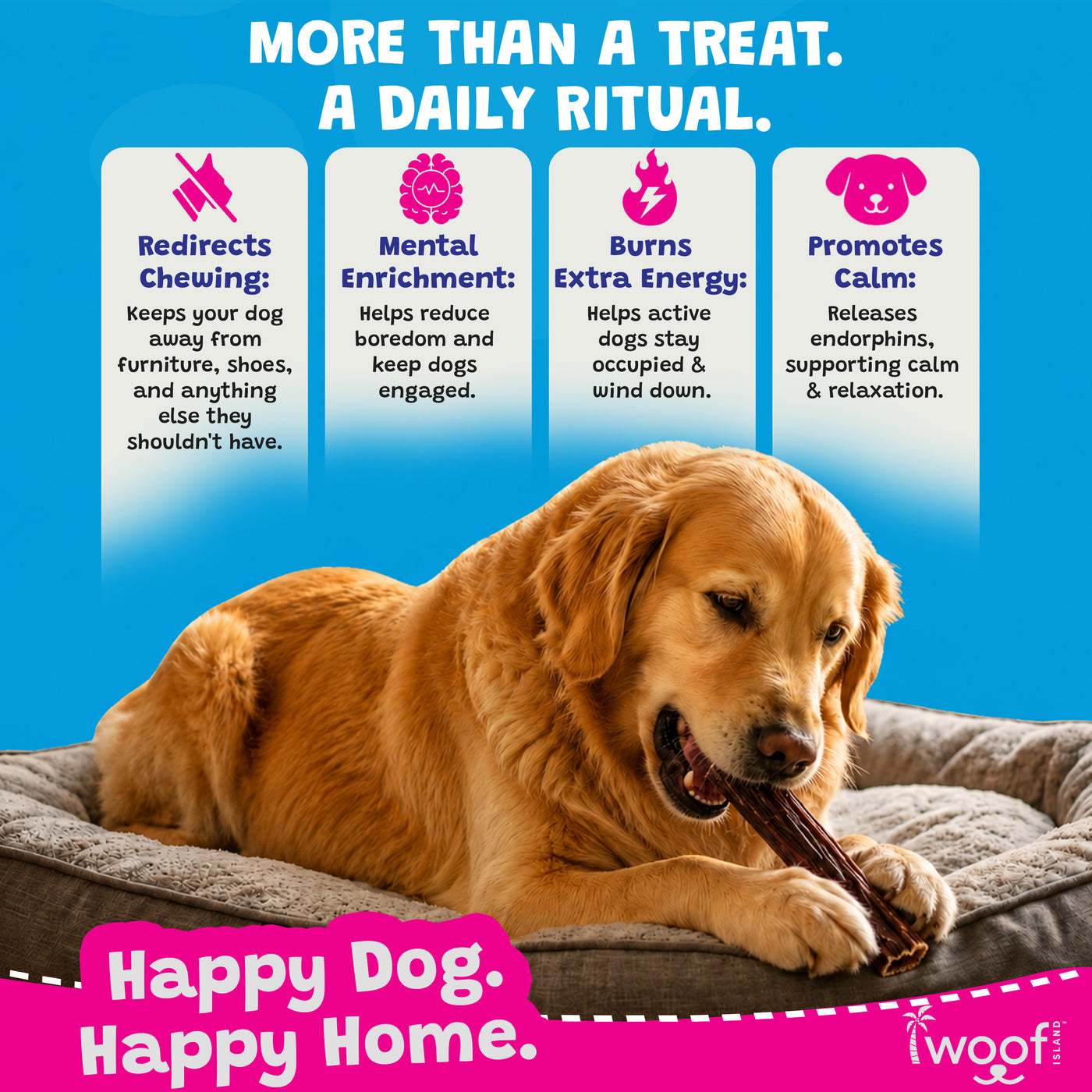 Woof Island Beef Gullet Joint Health Dog Chew, Rawhide-Free, High-Protein Natural Chew for Dogs 6 Inch
