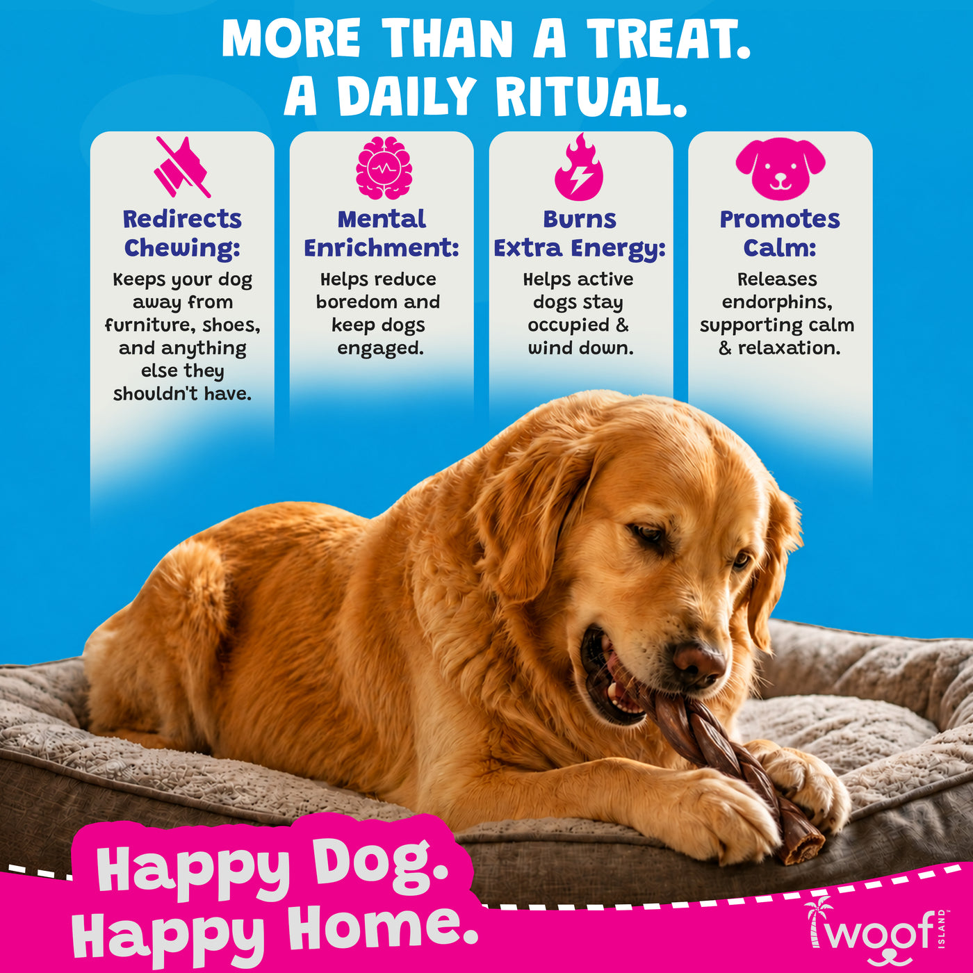 Woof Island Braided Beef Collagen Dog Chew, Long-Lasting Natural Collagen Chew for Aggressive Chewers 12 Inch