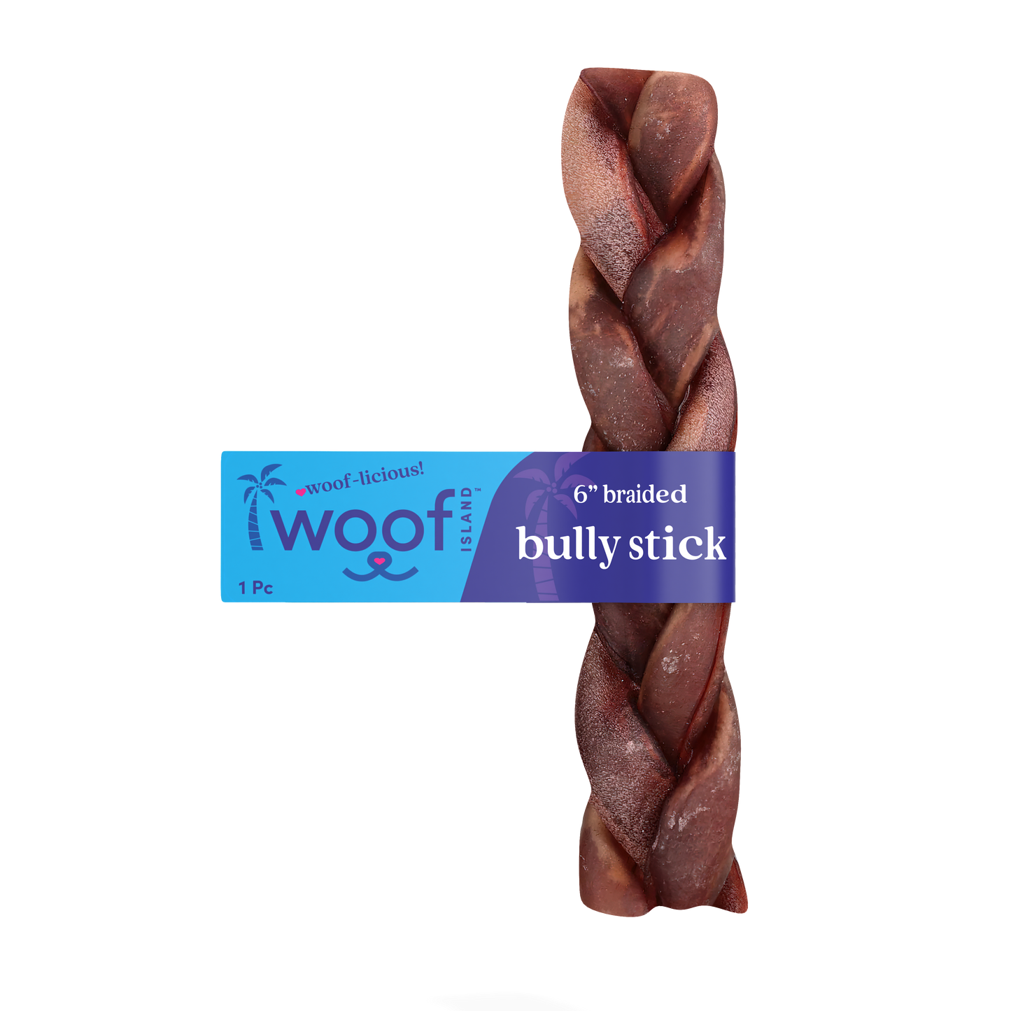 6" Braided Bully Stick - Premium Natural Dog Chew