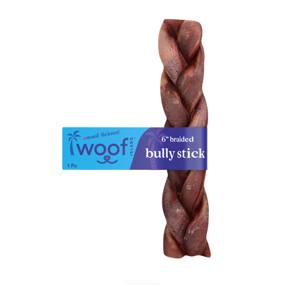6" Braided Bully Stick - Premium Natural Dog Chew