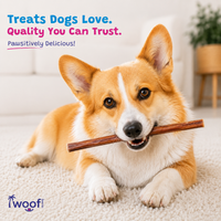 Woof Island Standard Beef Bully Stick, All Natural Single Ingredient Rawhide-Free Dog Chew for Aggressive Chewers 12 Inch
