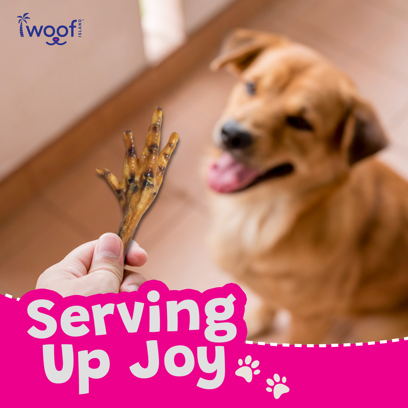 Woof Island Natural Chicken Feet Dog Chew, High-Protein Crunchy Joint Support & Dental Treat for Dogs
