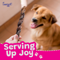 Woof Island Braided Beef Collagen Dog Chew, Long-Lasting Natural Collagen Chew for Aggressive Chewers 12 Inch