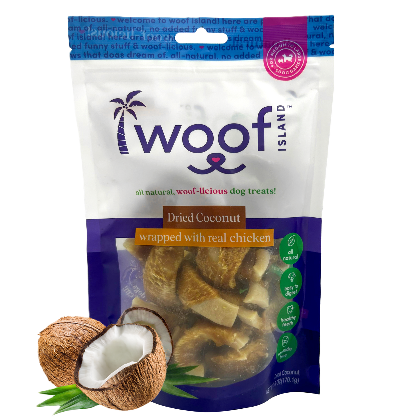 Dried Coconut Wrapped With Chicken - 6oz Bag