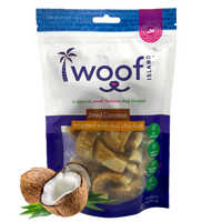 Woof Island Dried Coconut Wrapped with Real Chicken Dog Treats, 100% Natural, Rawhide-Free Tropical Treats for Dogs