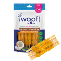 Woof Island Coconut Twist Stick with Chicken Dog Chew, Rawhide-Free & Highly Digestible Dental Treat for Dogs
