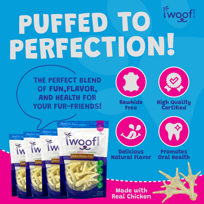 Puffed Chicken Feet Dog Treats – 20 Pack