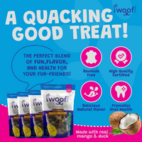 Woof Island Dried Mango Wrapped with Real Duck Dog Treats, 100% Natural, Rawhide-Free Tropical Treats for Dogs
