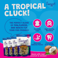 Woof Island Dried Coconut Wrapped with Real Chicken Dog Treats, 100% Natural, Rawhide-Free Tropical Treats for Dogs