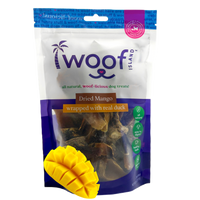 Woof Island Dried Mango Wrapped with Real Duck Dog Treats, 100% Natural, Rawhide-Free Tropical Treats for Dogs